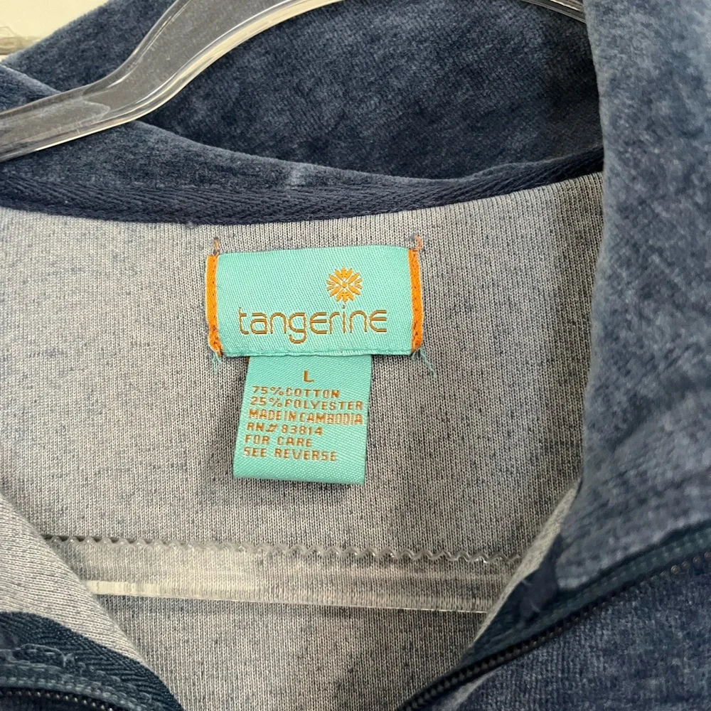 Tangerine Denim Blue VelourTracksuit Sz. L‎ Jacket and S Pants NWT